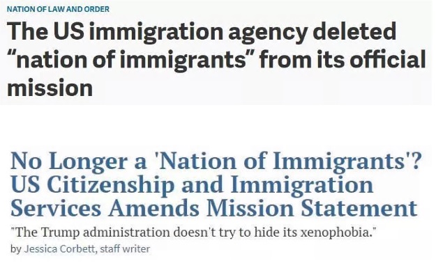 美国移民局突称美国不再是移民国家引发恐慌