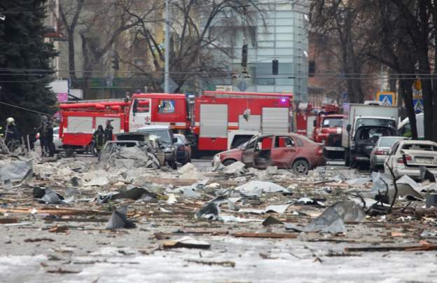 被俄罗斯炸弹袭击后的乌克兰第二大城市哈尔科夫