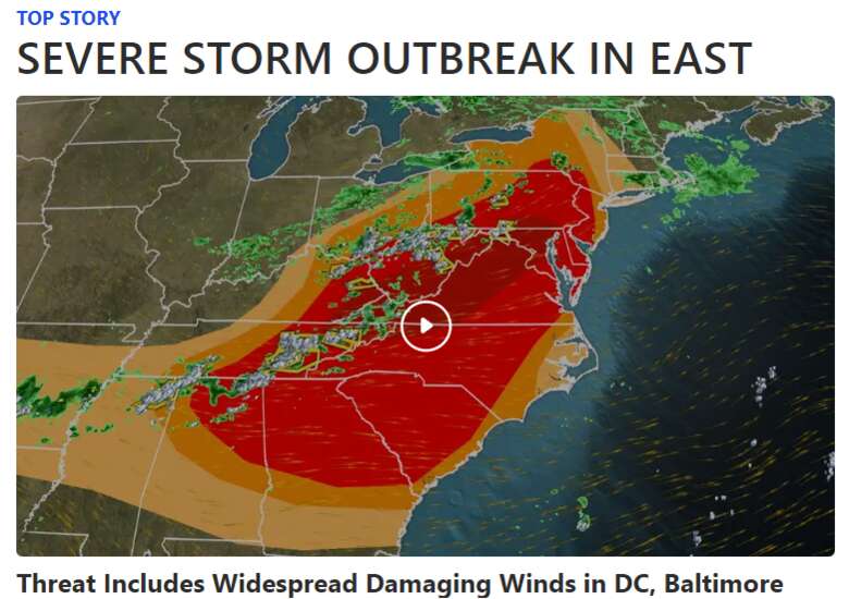 东部沿海大部分地区将出现强风暴天气